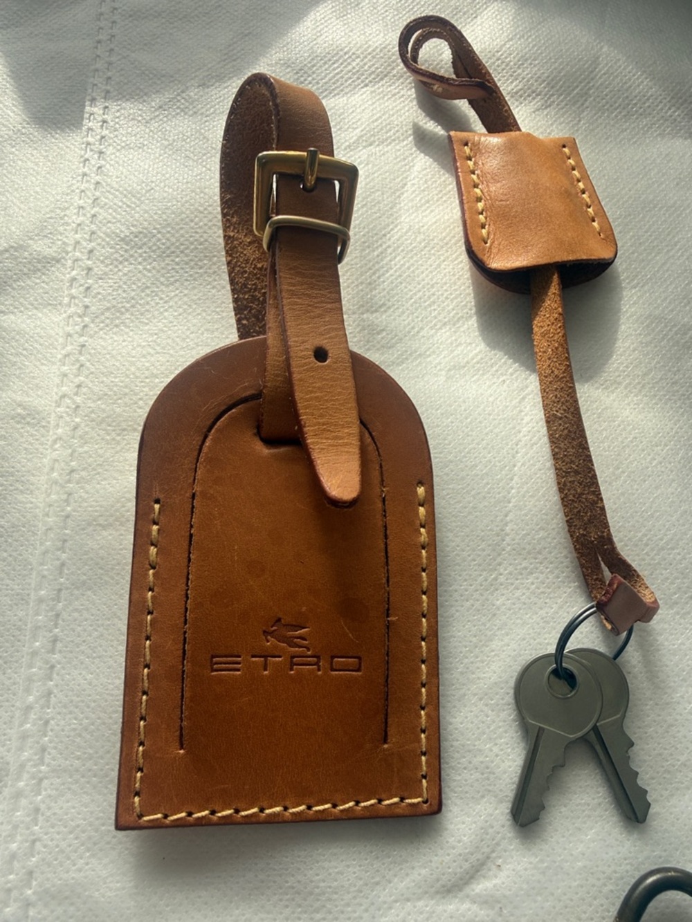 Etro Vaschetta Leather Luggage Tag + Lock + Key - Picture 3 of 12